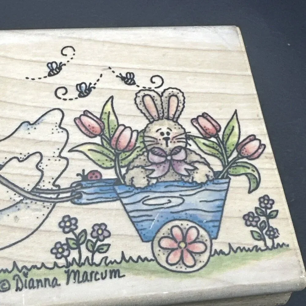 Dianna Marcum A JUST DUCKY RIDE Stampassions Rare 2001 BUNNY DUCKY BEES GARDEN